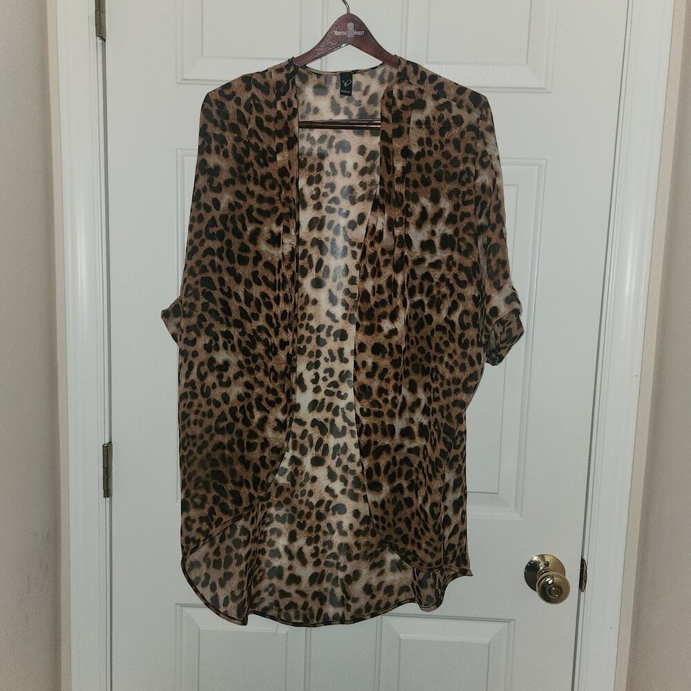 Windsor Women Leopard Print Retro Kimono Short Sleeve Boho